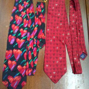 Hearts - 2 Silk Ties and a Pin